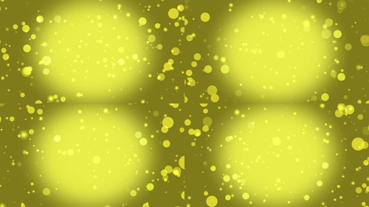 黄色背景上的4k抽象圣诞灯