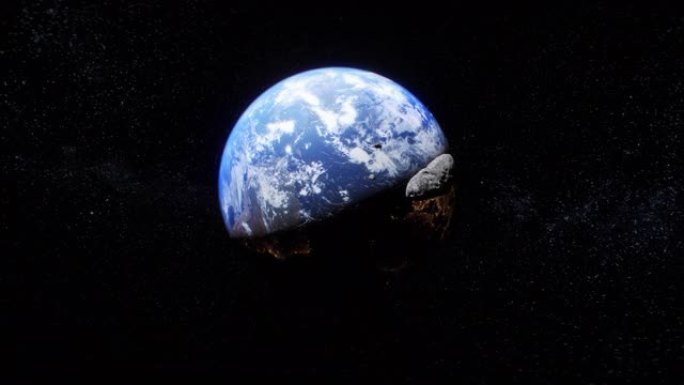 小行星飞向地球视频素材陨石撞击