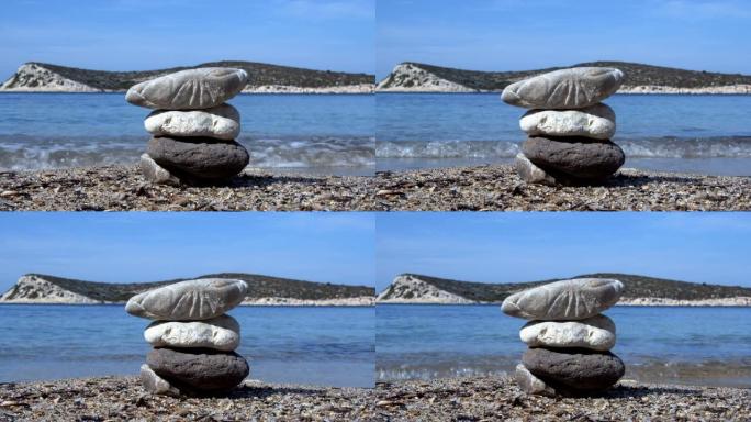 海滩石头空镜头度假海湾