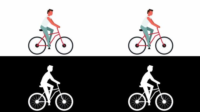 简笔画象形彩色人物自行车骑手骑自行车卡通动画