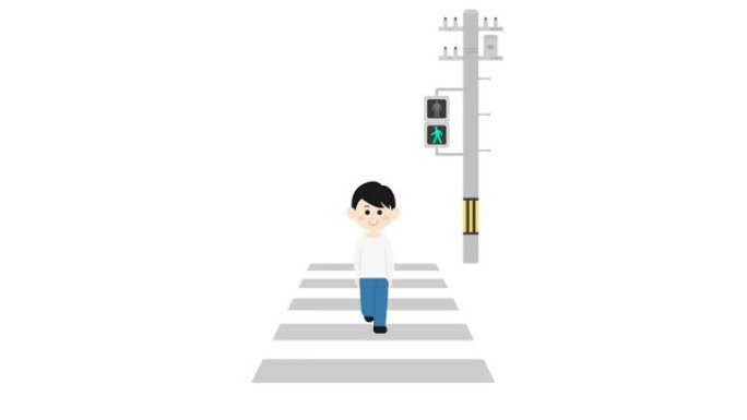 一个男人穿过人行横道的视频。