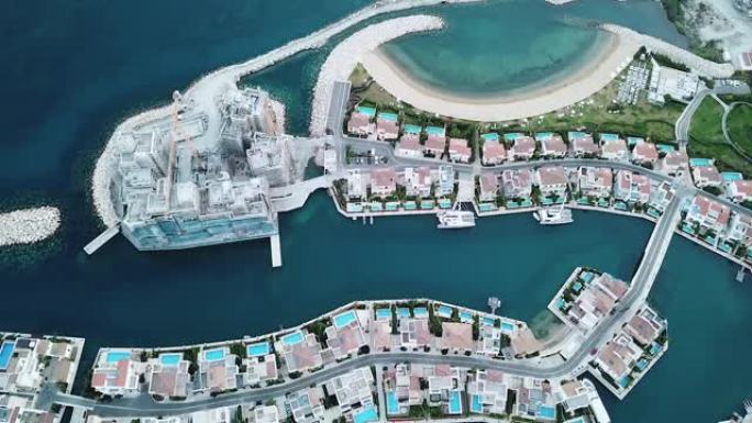 塞浦路斯利马索尔码头新房子的鸟瞰图