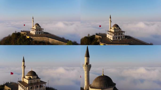 山清真寺山间景色大山云海云雾缭绕