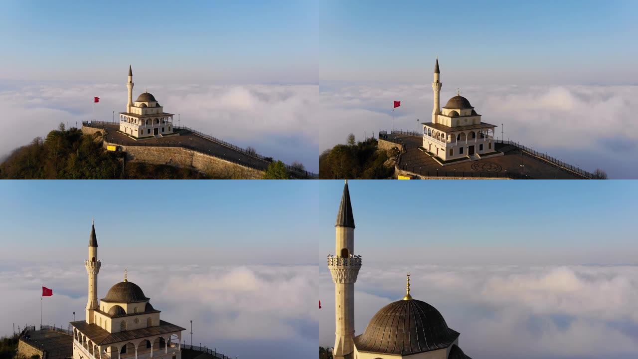 山清真寺山间景色大山云海云雾缭绕