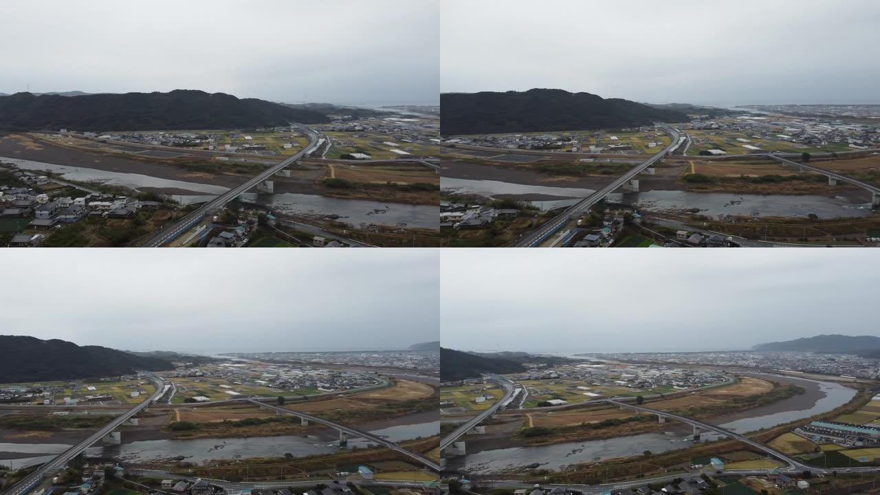 从日本上方观看的和歌山无人机视频