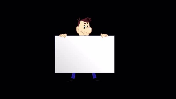 卡通男子拿着空白板-动画视频片段