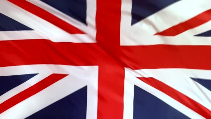 英国国旗在风中飘扬特写。