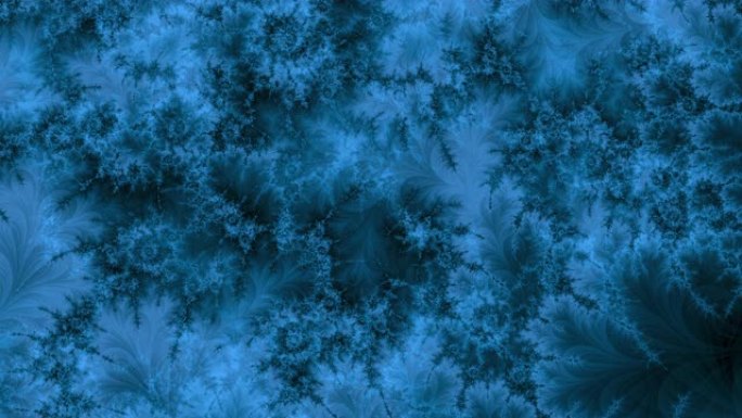 蓝色抽象高分辨率分形视频，其运动和纹理提醒那些在风中花草。