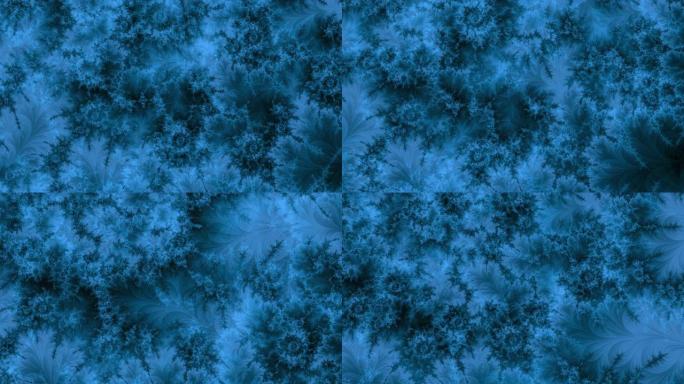 蓝色抽象高分辨率分形视频，其运动和纹理提醒那些在风中花草。