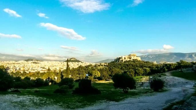 希腊阿提卡雅典卫城山全景