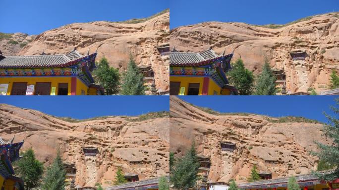 中国甘肃张掖石窟马蒂寺美丽的景观。