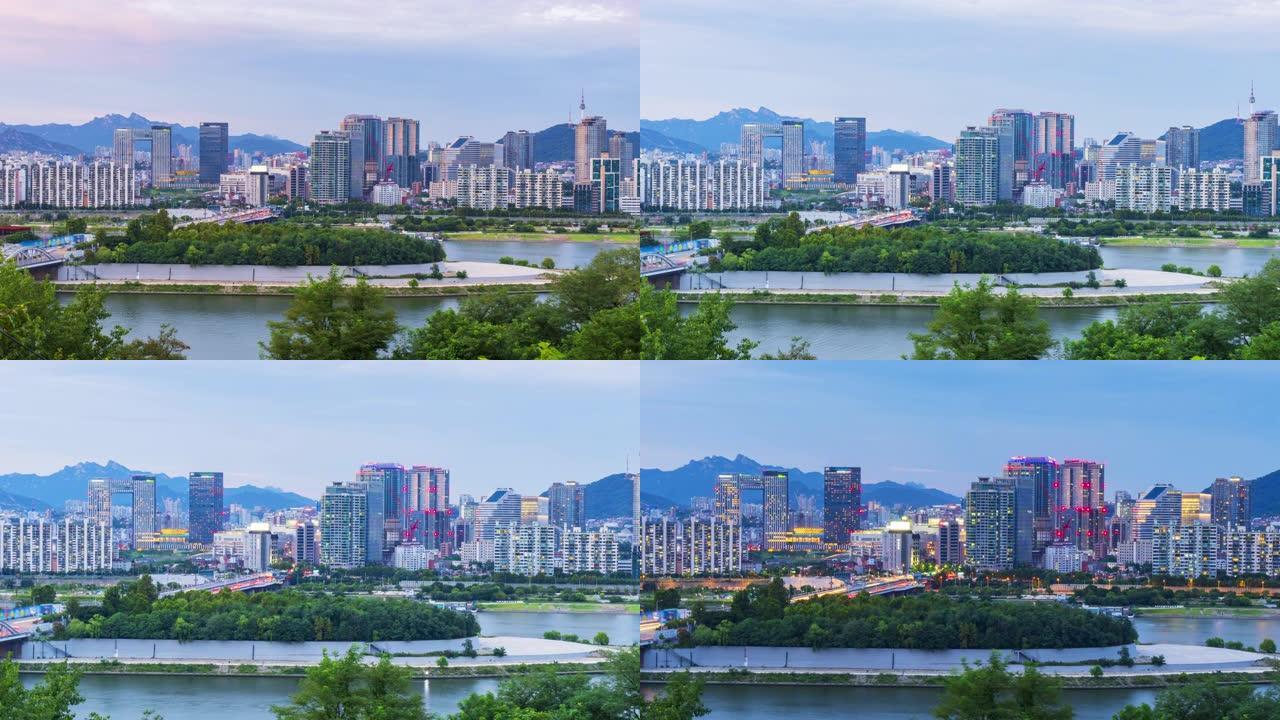 韩国首尔市天际线的4k时间流逝