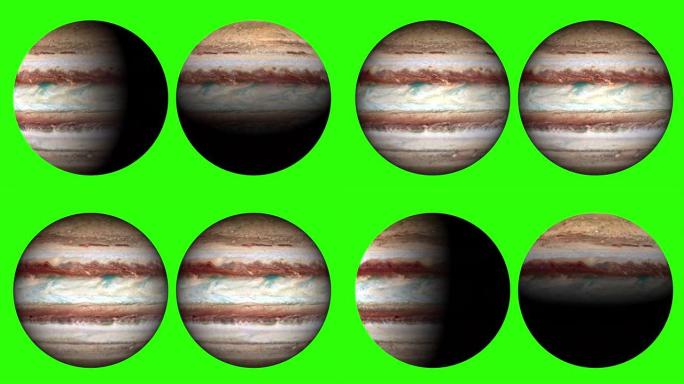 美丽的木星星球动画。木星在旋转。