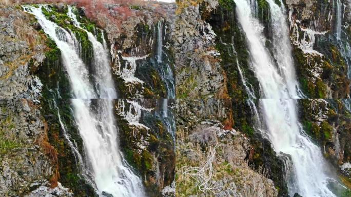 爱达荷州哈格曼山谷一个巨大瀑布的侧视图