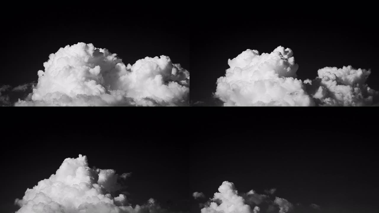 像乌云一样的白烟在黑色的天空背景上延时镜头。