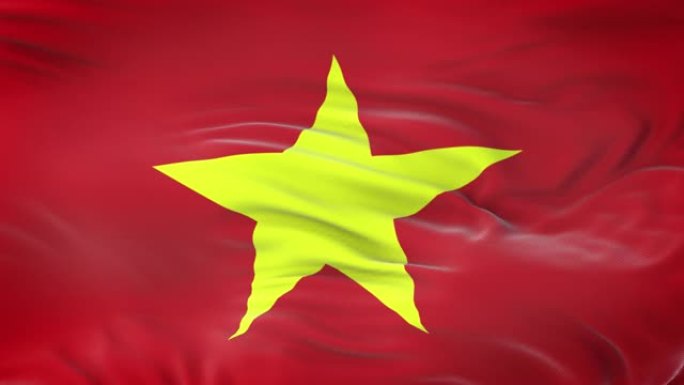 越南国旗迎风飘扬与高度详细的织物质地。无缝循环