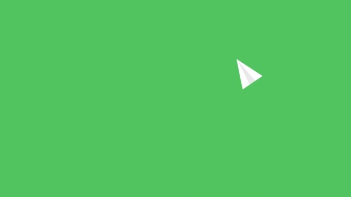 绿色背景上螺旋孤立的白纸火箭飞行动画