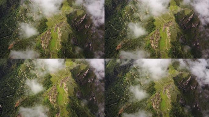 马丘比丘秘鲁空中v2鸟眼视图飞越古代遗址