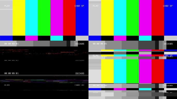 视频故障噪声静态电视或VHS视觉特效。电视屏幕干扰失真效果。复古的视频背景或故障过渡效果的视频编辑。