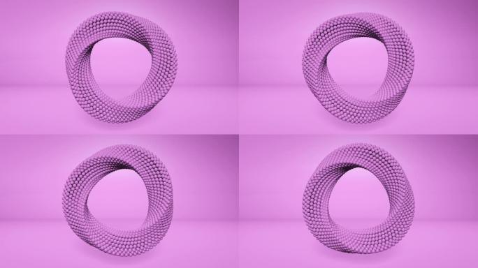 3d渲染抽象环旋转。莫比乌斯戒指。运动设计。平滑的催眠模式。无缝循环。