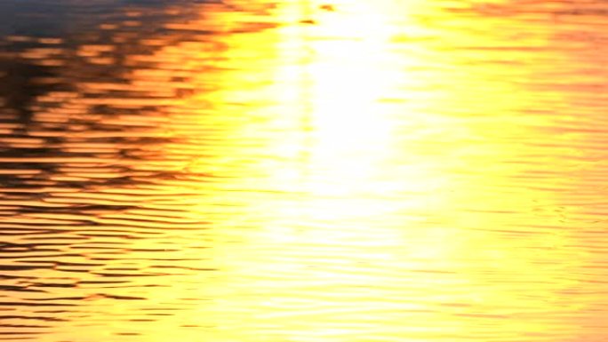 金色屏幕背景波浪水运动从日落阳光表面池塘背景，抽象彩色壁纸为创意平面设计，阳光反射在水中是美丽的自然