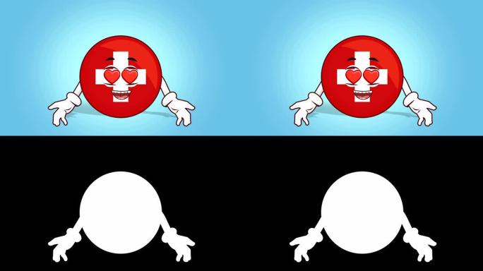 卡通图标旗瑞士面对动画心眼与Luma哑光
