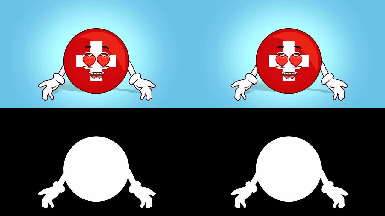 卡通图标旗瑞士面对动画心眼与Luma哑光