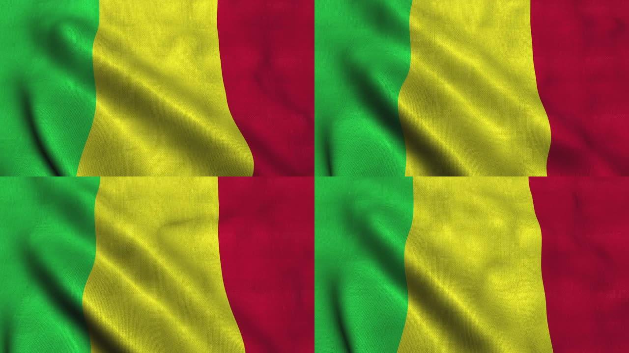马里国旗在风中飘扬。马里共和国国旗
