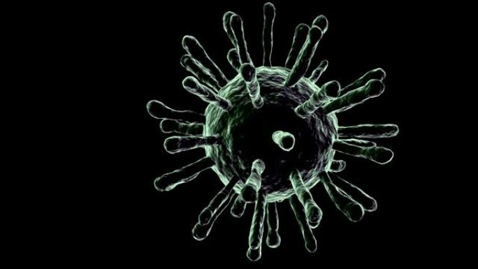 黑色背景上的冠状病毒 (新型冠状病毒肺炎) 医学动画。
