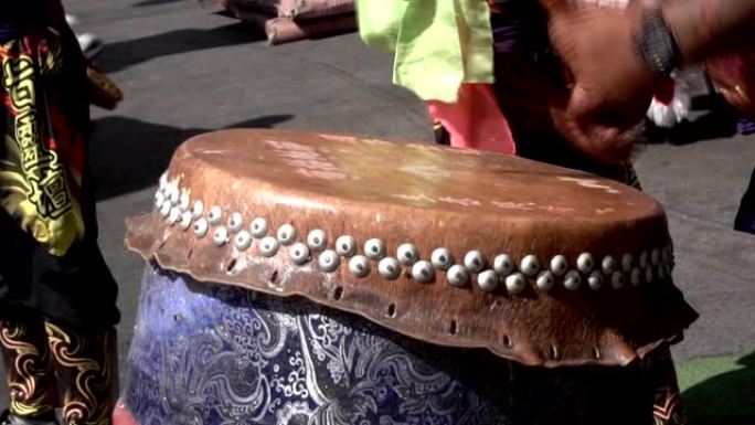中国传统鼓演奏特写展示视频素材