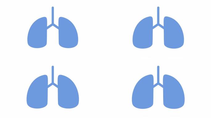 肺部符号图标出现和呼吸和扩展动画蓝色