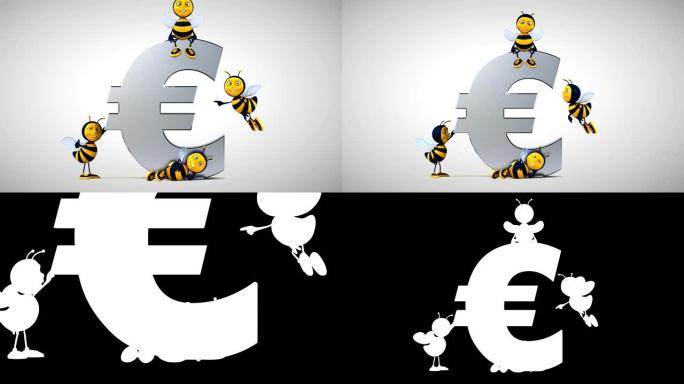 欧元旁边的有趣蜜蜂