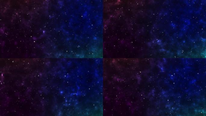 在太空超新星光中穿越星域的抽象背景。运动图形创作视图星系。幻想深暗星云。神秘的黑暗外太空。科学移动的