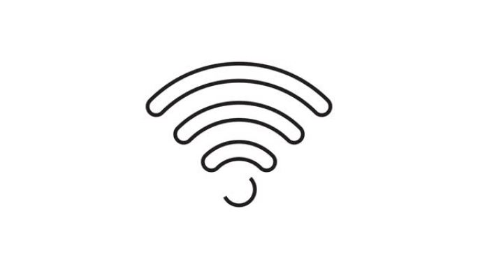 白色背景上的现代Wifi线图标动画