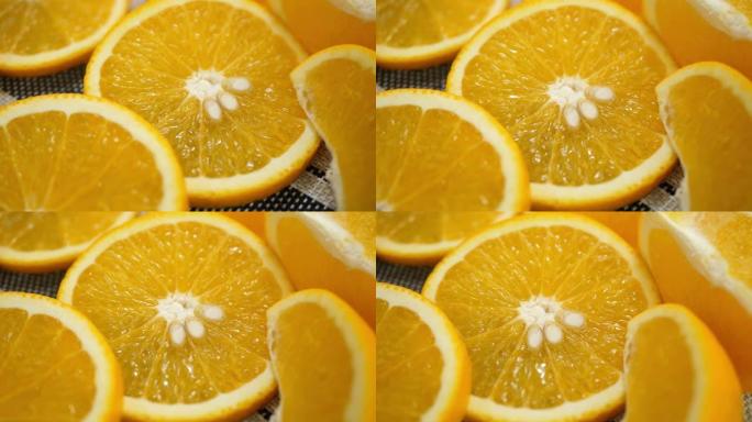 片和片的橙色水果橙子切片柠檬切片水果拼盘