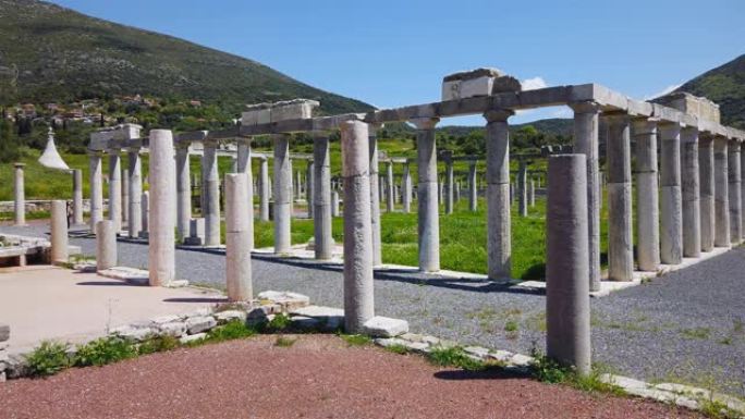 希腊伯罗奔尼撒伯罗奔尼撒的墨西拿，靠近卡拉马塔的古墨西尼考古遗址，帕拉斯特拉遗址(摔跤厅)