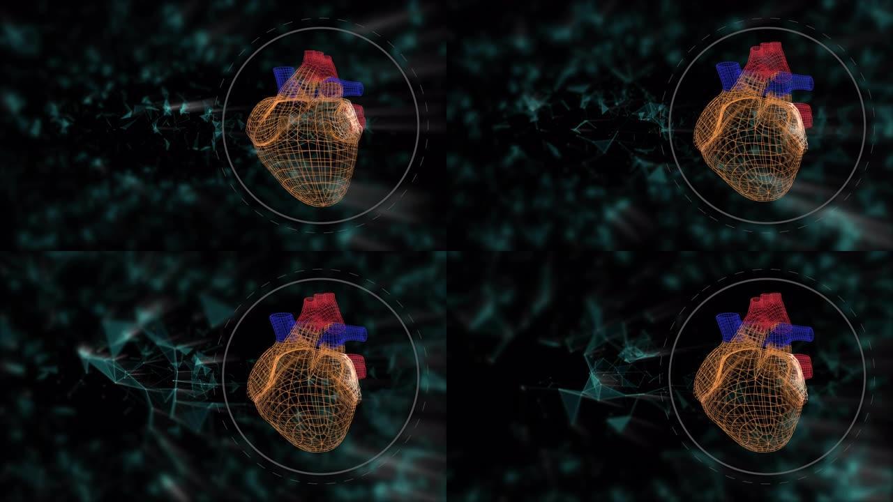 心脏扫描动画。用于检测疾病和心血管系统问题的接口。