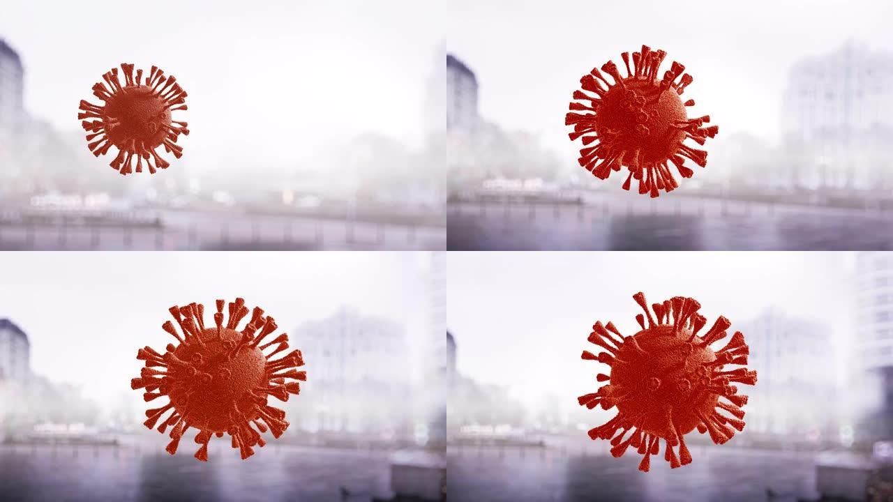 冠状病毒2019 nCov新型冠状病毒冠状病毒。冠状病毒的逼真的3D动画。流行病