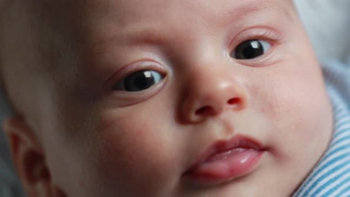 健康婴儿肖像新生儿脸特写在生命的头几个月