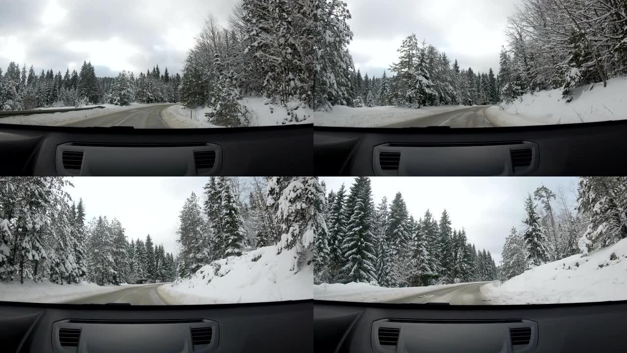 冬季驾驶雪地开车