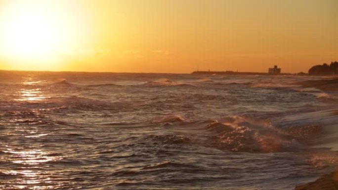 海浪和海岸海浪海岸夕阳