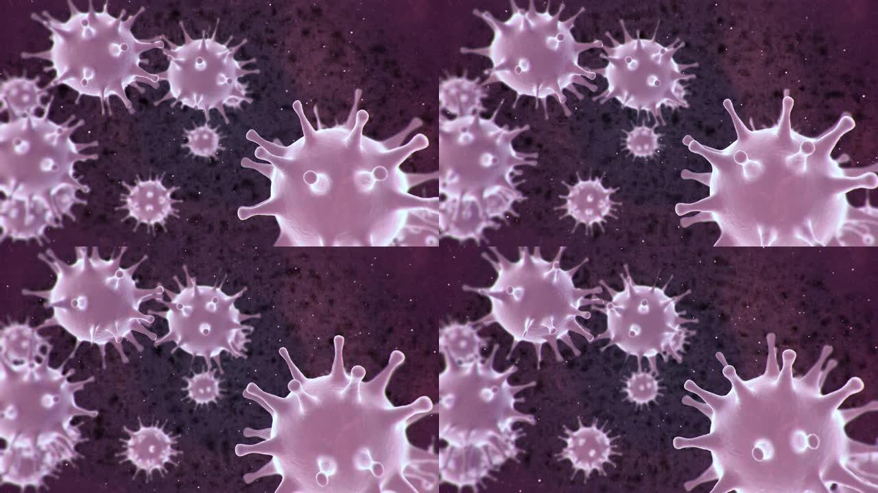 冠状病毒 (传染性非典型肺炎和MERS) 3D动画的感染概念
