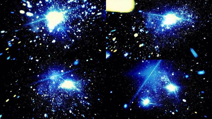 星空明亮的发光灯在宇宙中的超空间快速飞行，无缝循环。动画。抽象的占星术背景，穿越闪亮的星星