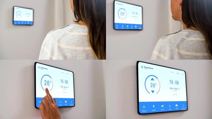 女人在智能家居看平板电脑