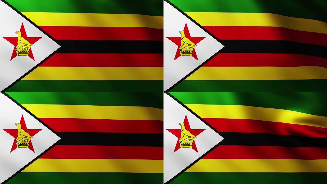 大旗帜津巴布韦全屏背景在风中飘扬