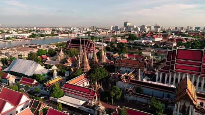 曼谷寺庙鸟瞰图古建筑市中心小区
