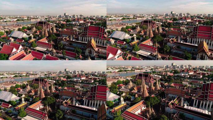 曼谷寺庙鸟瞰图古建筑市中心小区