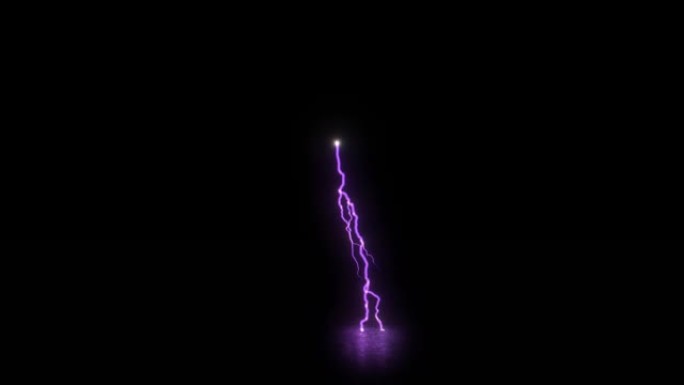紫光放电反射在地板上。电力或等离子体。Lightning-effect电弧。特斯拉线圈打击黑色背景。