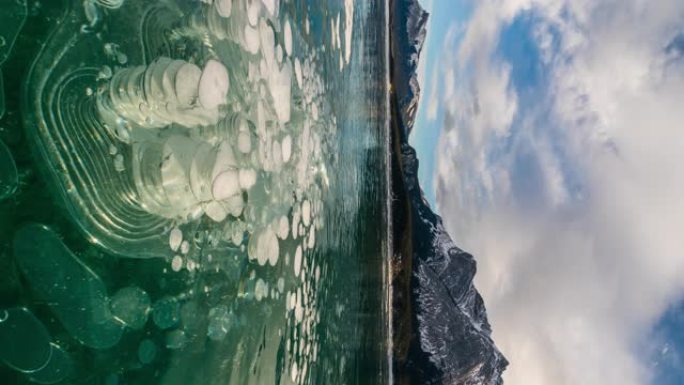 冬季的亚伯拉罕湖云景-时间流逝