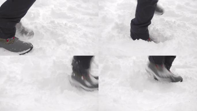 在翡翠湖的雪地上行走